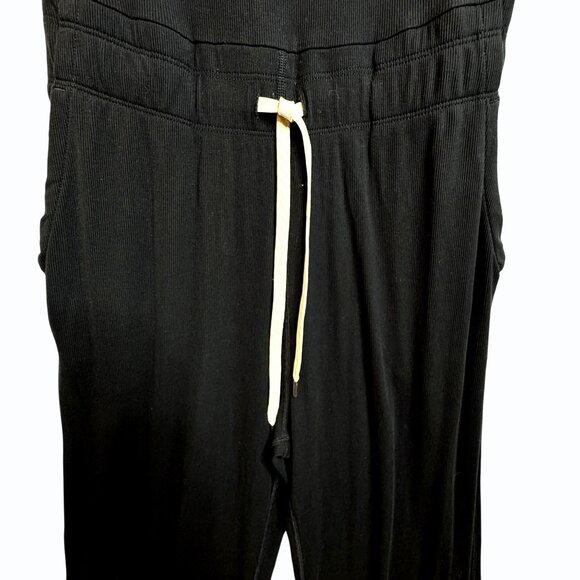 Vuori Mudra Pose Womens Jumpsuit Size S Black Wide Leg Ribbed Athleisure Lounge - Picture 4 of 10